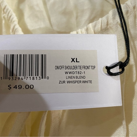 Who wore what whisper white ON/OFF SHOULDER TIE FRONT TOP linen blend Size XL - Picture 7 of 11
